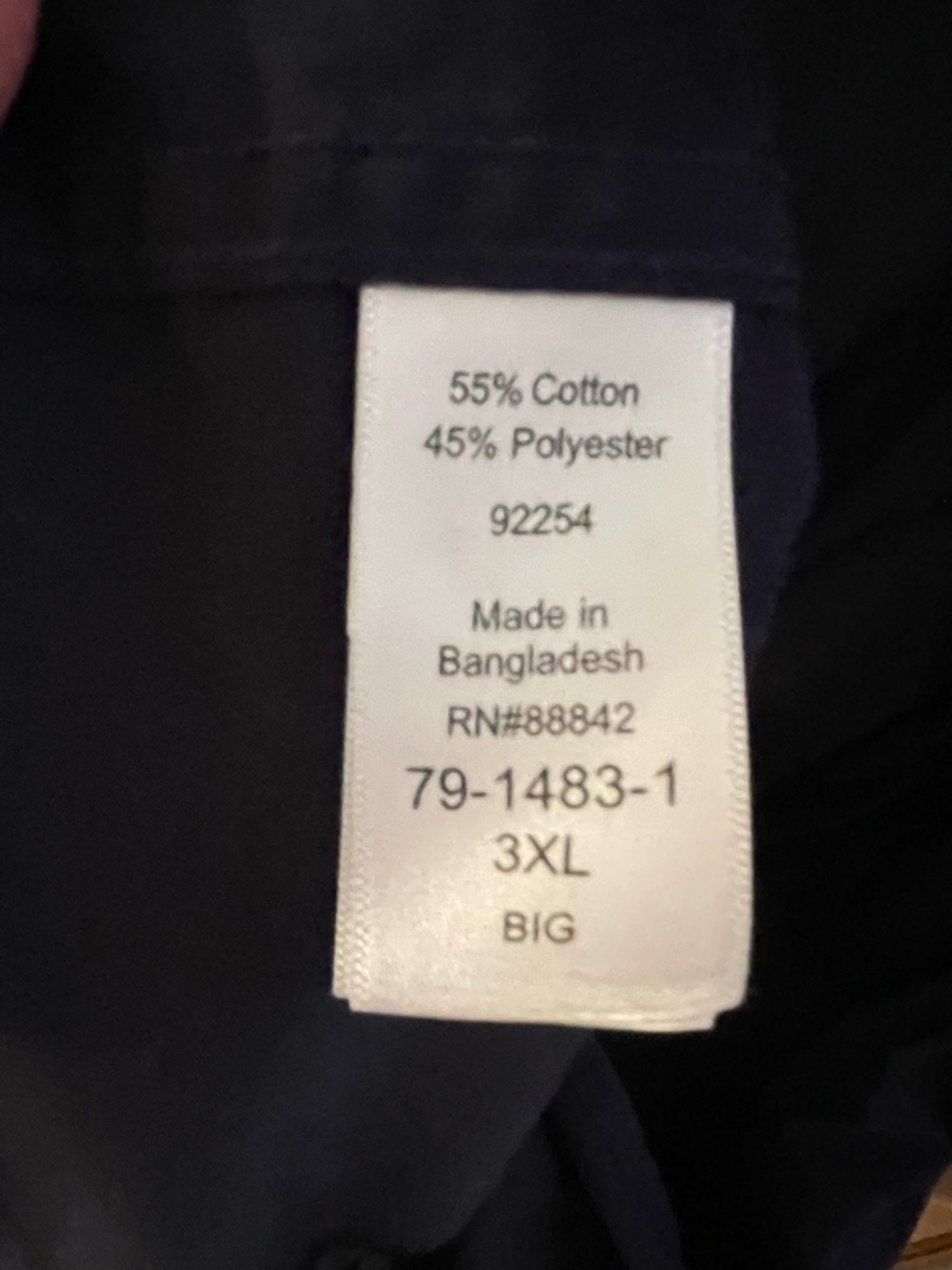 King Size Men's Short Sleeve Navy Button-Up Shirt 3XL Big - Picture 4 of 6